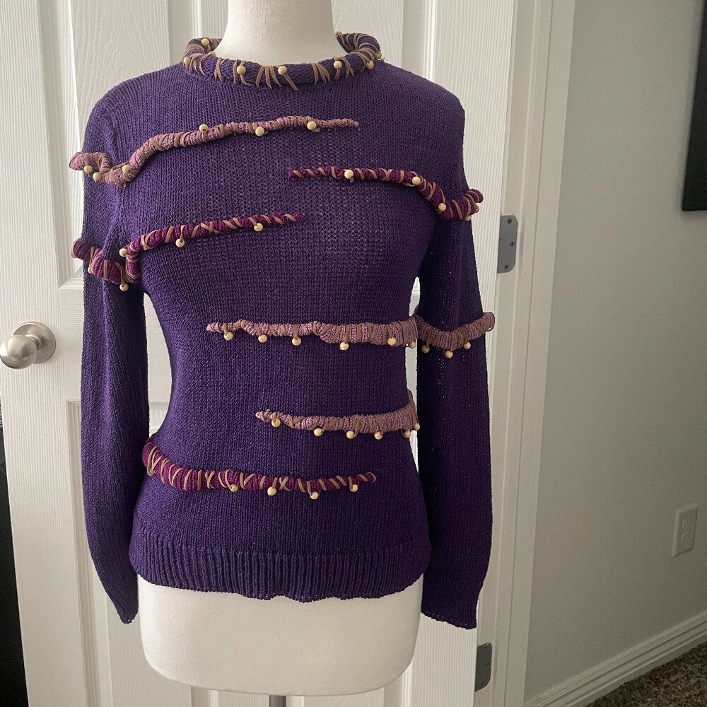 Purple Pullover Sweater Vintage Ann Wi Size M